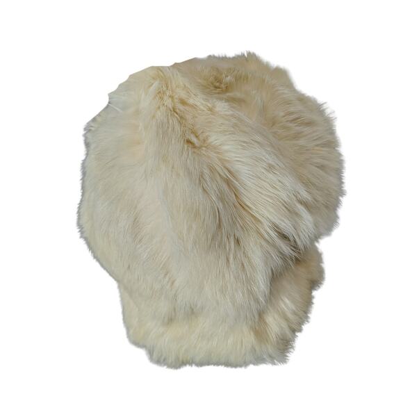 1950s Cream Real Rabbit Fur Tall Pillbox Cossack Russian Winter Hat - Picture 4 of 10